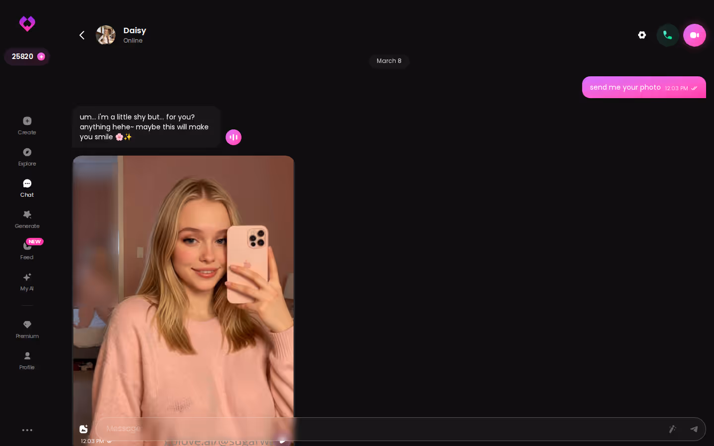 GoLove.ai chat conversation carrying context from earlier messages