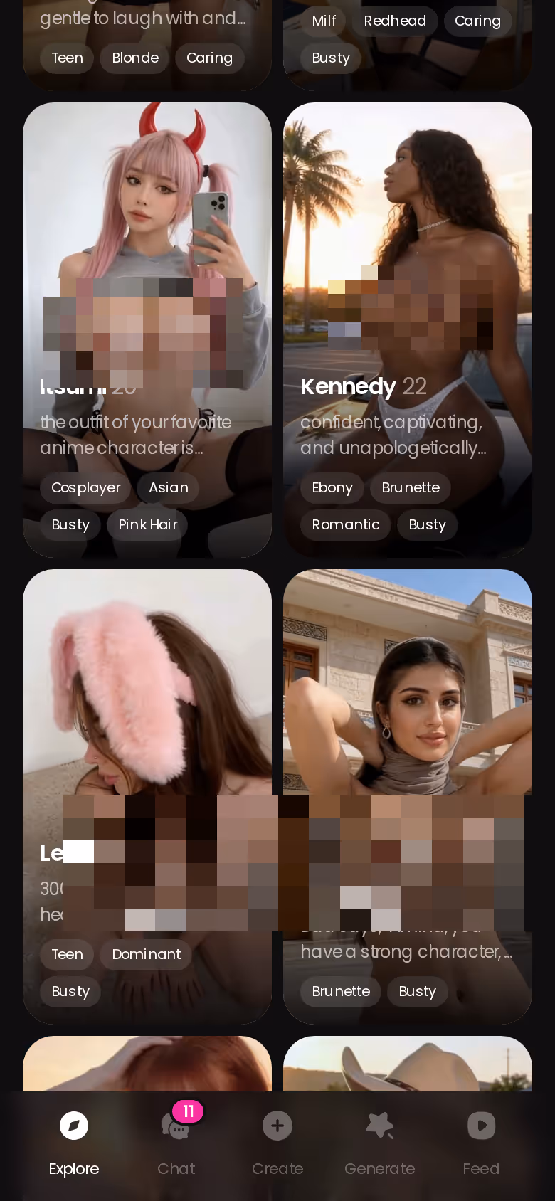 Mobile GoLove.ai Explore roster further down — thatporndude
